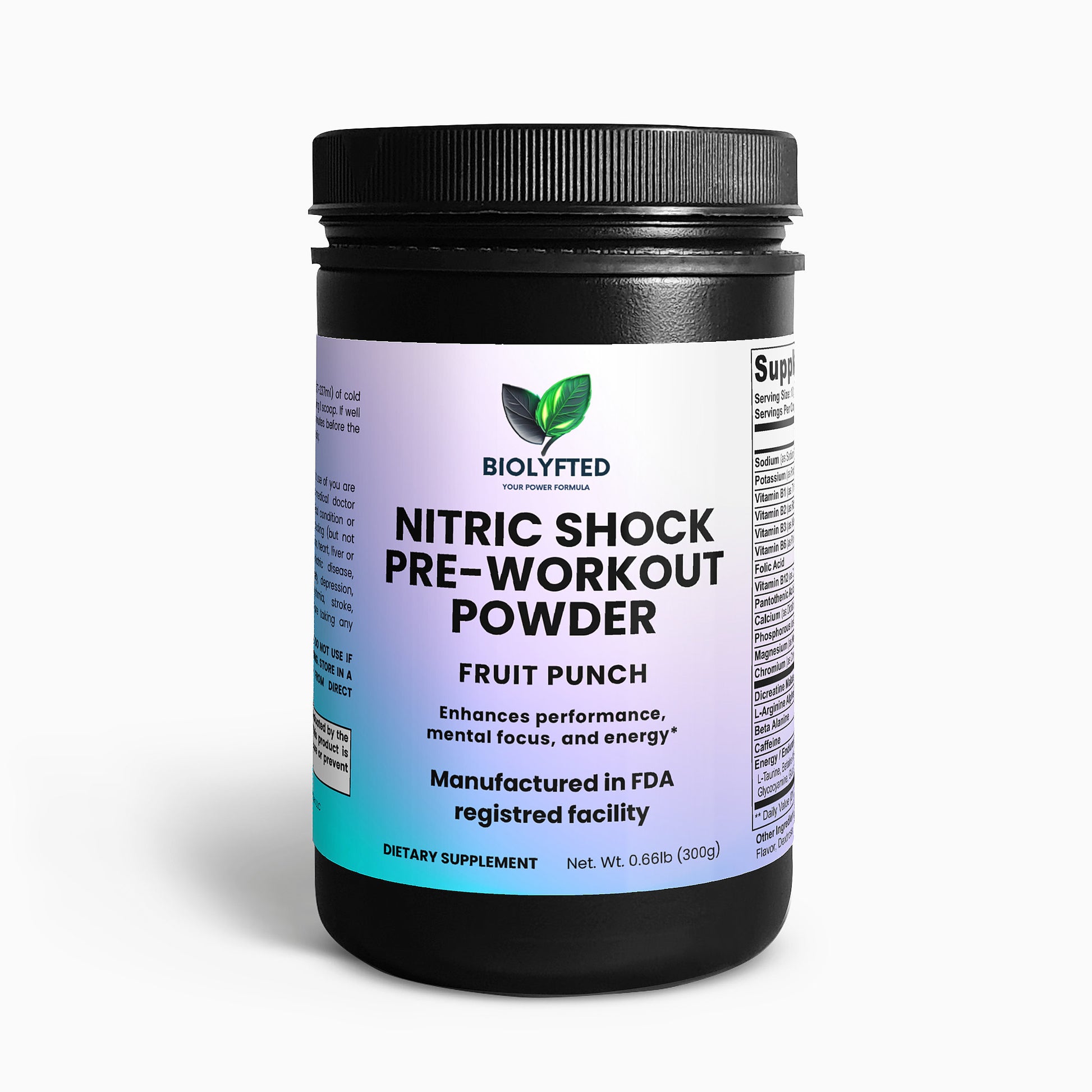 Polvo pre-entrenamiento Nitric Shock (Ponche de frutas)